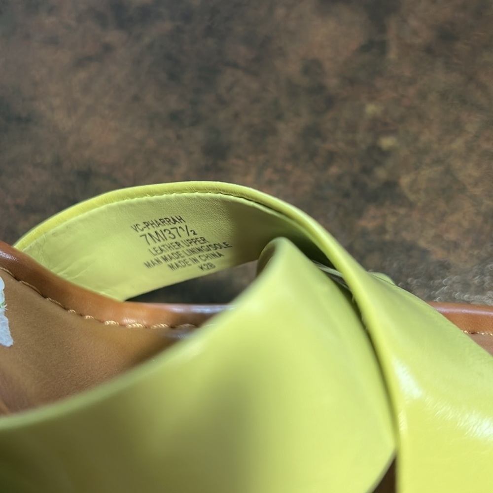Vince Camuto Farrah platform espadrille green leather Strappy wedge sandal shoe - Picture 9 of 12